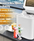 Self Cleaning Portable Countertop Ice Maker Spits Out Nine Bullet Cubes In Six Minutes With Smart Touch Panel And Two Liter Tank Perfect For Home Bars Offices And Rv Hangouts No Drama Just Frosty Vibes, showing ice maker with drinks.