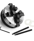 Straight Shooter 3 Inch Wood Lathe Chuck Featuring 4 Reversible Jaws With Self Centering Action For Smooth Woodturning Work Featuring 1 X 8 TPI Mount and accessories.