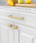 Champagne Bronze Cabinet Pulls 10 Pack Heavy Duty Solid Kitchen Drawer Handles 5 Inch Hole Center 128mm Durable Metal Hardware installed on cabinet