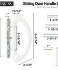Sturdy White Diecast Sliding Patio Door Handle Pull Set Featuring Smooth Unkeyed Rotation For Mortise Lock Glass Doors with dimensions