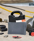 Soft Mesh Diving Shot Weight Bag With Hardened Antimony Pellets, Durable Nylon Graphite-Free Build, shown with dive gear on beach