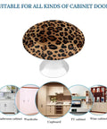 Two Pack Round Stainless Steel Cabinet Knobs With Top Tier Leopard Print Design, 1.1 inch diameter for cabinets and drawers.