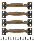 Pack Of 4 Bow-Shaped Gate Handles For Cabinets, Wardrobes, Doors, Drawers, And Fences - Bowed Metal Pulls With Easy Install And Included Screws