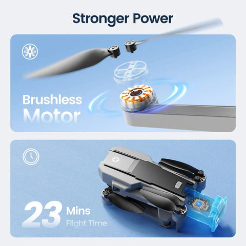 Go-To Pocket Sized Drone With 4K Camera Under 250g, FPV RC Quadcopter brushless motor and folded design, 23 mins flight time.