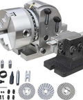 6 Inch Swing Semi Universal Dividing Head With 3 Jaw Rotary Indexing Table 1 To 40 Reduction Ratio Heavy Duty Tailstock Set