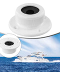 Waterproof Marine Cable Pass Through Kit with threaded outlet and nylon NPT adjustable connectors, ABS bulkhead gland shown above a boat