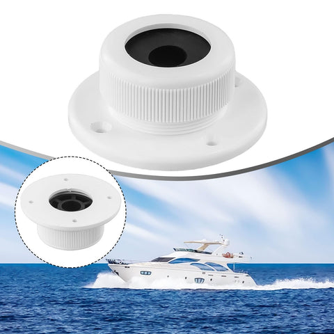 Waterproof Marine Cable Pass Through Kit with threaded outlet and nylon NPT adjustable connectors, ABS bulkhead gland shown above a boat