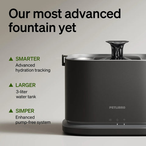 Cool Upgrade Cat Water Fountain With Stainless Steel Tray Dockstream 2 Indoor 3L 101oz Auto Cat Fountain for Drinking App Monitoring