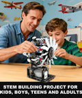 Father and son building Mini Turbofan Engine Model Kit That Actually Runs Build Your Own Aircraft Engine With Motor STEM Toy