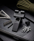 Beefed Up Battlesight Rear Sight for Colt Python Anaconda with serrated blade, spring, and screws displayed on black surface.