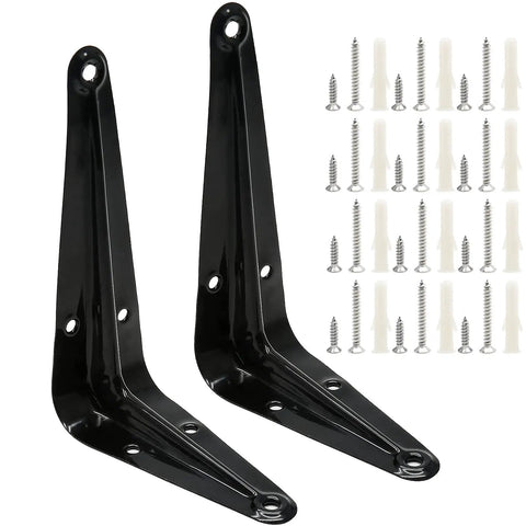 Ten Pack Beefy Black Shelf Brackets 4 By 3 Inch Metal Floating Shelf Brackets with screws and anchors for wood boards
