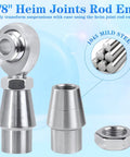 5/8-18 Heim Joint Rod End Set With Right And Left Hand Threads Includes Lock Nut Bushing Dope Weld-In Suspension Linkage Upgrade For Cars Trucks And UTVs, 1045 steel
