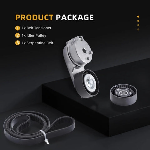 Must Get Serpentine Belt Tensioner Idler Pulley Kit For Dodge Ram 1500 5.7L V8 Truck Model Years 2013 Through 2022 Plus Classic Versions From 2019 Onward With Reliable Performance And Durability: tensioner, idler pulley, belt