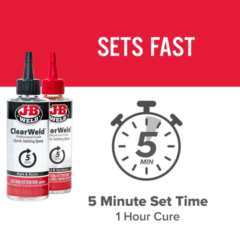 ClearWeld Pro Size Two Part Epoxy That Sets In Minutes Crystal Clear Bond For Metal Tile Glass Ceramic And Plastics