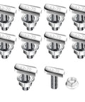 Right Tight T Slots Drop In Hammer Precision Bolts with A2-70 steel, 10 pack, features hex nut for secure fastening.