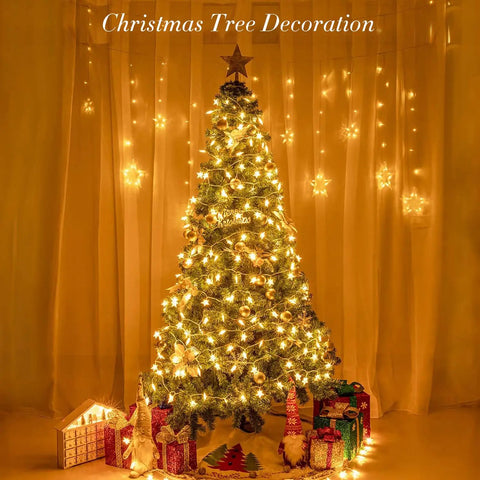 Battery Operated Star String Lights With Remote, 40 LED, 20 Ft Waterproof Fairy Lights, Warm White Glow, Party Ready For Home, Christmas, Wedding, Garden Decor, 8 Modes