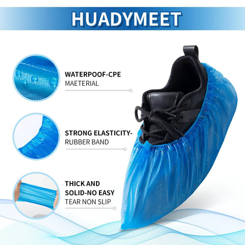 Disposable Shoe Covers Large Pack 100 Count Waterproof Non Slip Bootie Covers For Indoor And Outdoor Use showing material details