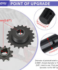 Heavy Duty Mini Bike Jackshaft Shaft Kit With 420 Sprocket for Coleman CT200U, showing 17mm jackshaft and 16mm thread size.