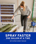 User operating No Hassle Electric Airless Paint Sprayer Featuring Always On Prime Tech For Unthinned Paint And Stain.