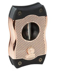 2 in 1 Cigar Cutter With V-Cut And Straight Cut In One Ergonomic Stainless Steel Tool Spring Loaded Blades Rose Gold Black