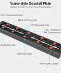 Vixen Style Dovetail Telescope Mounting Plate 230mm Rail Bar with M6 and Quarter Inch and Three Eighth Inch Screws diagram