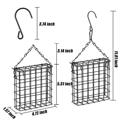 2 Pack Suet Bird Feeders For Outdoor Hanging, Backyard Bird Watching Station That Holds One Suet Cake Each, Durable Garden Cage