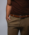 Mens Belt With Double Stitch Detailing And Genuine Leather In Tan, Size 40, Built To Last For All Day Everyday Wear, Dress Or Casual Looks