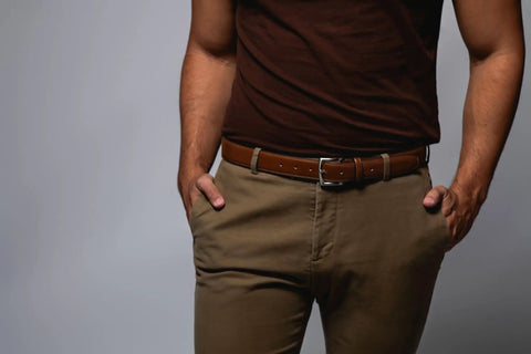 32mm Dark Tan Genuine Leather Belt For Men With Edge Stitch Detailing And Nickel Buckle Your Go To Everyday Wear Accessory Classic Style Size 38 High Quality Craftsmanship
