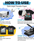 Steps to use Printable Heat Transfer Paper Kit For Tees, 15 Sheets 8.3 By 11.7 Inches, Inkjet Friendly Iron On Transfer Paper.