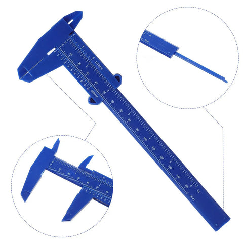 Blue 2 Pack Plastic Measuring Calipers With 150 mm And 0 To 6 Inch Scale Vernier Sliding Gauge Ruler for DIY Measurements