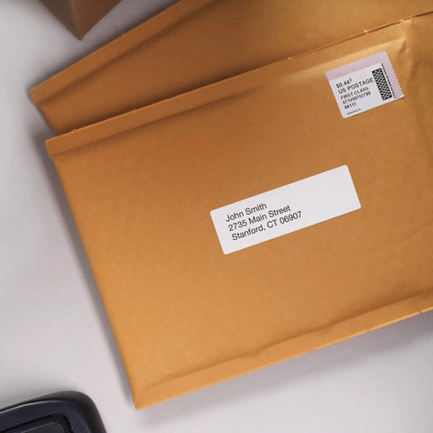 Top Shelf Peel And Stick Mailing Address Labels For Thermal Printers White Adhesive Tape 1 1 8 X 3 1 2 Inches Two Rolls Of 260 Each Solid Grip Shipping Refills No Sweat Office Staples on a package