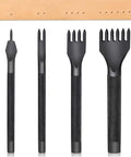 Leather Stitching Punch Kit With Four 4mm Hole Punch Tools Prong Set 1 2 4 6 For Craft Projects Pro Grade Leatherworking Punches Must Have Handy Tool For Belt Making Wallets And DIY Leather Craft