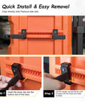 Heavy Duty Cord Organizer For Side Rail Toolbox installation steps on MODbox side rails, close-up view