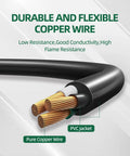 Close-up of Outdoor Extension Cord With 1 To 3 Splitter Outlets, show copper wire and PVC jacket, for Christmas lights and decorations.