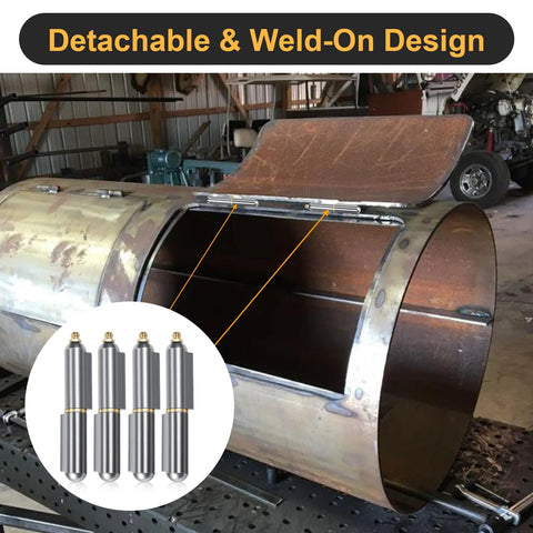 Six Pack 4 Inch Heavy Duty Bullet Hinges With Detachable Design For BBQ Smoker Grill Lids, Metal Swing Gates in use