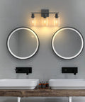 Black Vanity Lights For Bathroom With Glass Shade, Sleek Modern UL Listed Vanity Fixtures, Farmhouse Wall Sconces above mirrors
