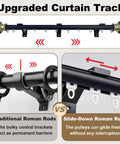 Ultra Smooth No Jam Silent Wall Mounted Curtain Track System With Aluminum Sliding Rails And Heavy Duty Roman Rod Modern Room Divider For Living Room And Bedroom Black Seven Point Two Feet, black wall-mounted rod