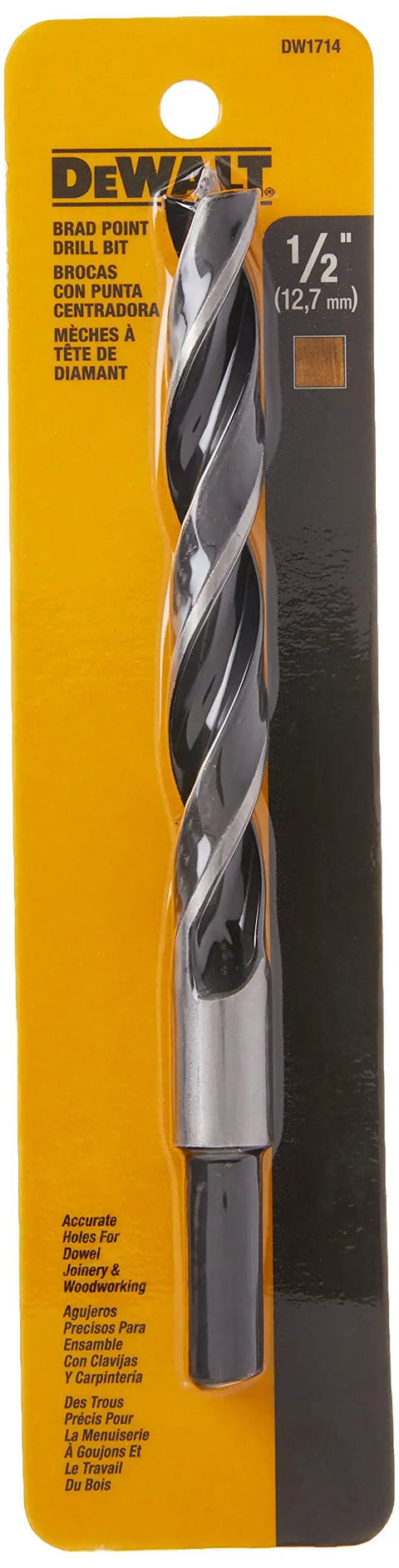 Half Inch Brad Point Drill Bit For Clean Wood Holes With A Self Centering Tip Precision Pilot And Durable Shank On Orange Pack