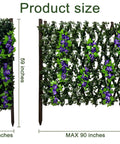 Product size of Expandable Wooden Privacy Fence Panel With Dope Artificial Flowers And Greenery For Outdoor Privacy Screen Handcrafted Lattice Style Garden Decor To Hide AC Units And Trash Cans In Ground