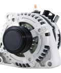 Close-up of New Replacement Alternator For Chevy Silverado 2014 2019 4.3L 5.3L 6.0L And GMC Sierra Yukon Tahoe SUVs with connectors