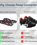 Comparison of Peloton Pedal Converters For Regular Shoes With No Slip Platform Pedals vs spinning shoes; features listed