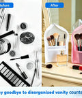 Before and after of Two Pack Upright Standing Travel Toiletry Organizer Bags Waterproof Clear Translucent Makeup Case Foldable
