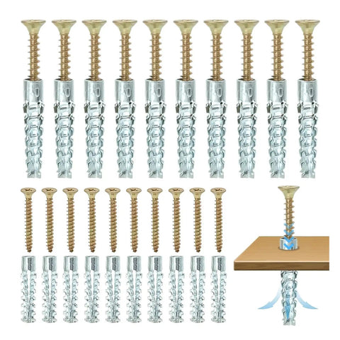 150 Piece Metal Expansion Tube Self Tapping Screws Set For Concrete Wall Anchors, screws and anchor diagram