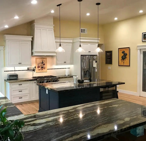 Glass Dome Pendant Light Dimmable Hanging Fixture For Kitchen Island And Dining Areas in a modern kitchen