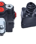 Three Spool Hydraulic Directional Control Valve With Joystick For Heavy Duty Industrial Equipment, 0 To 40 Liters Per Minute Flow, Five Position Joystick Return To Neutral, Double Acting Spool Valve with visible components and joystick control.