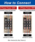 Wiring instructions for Heavy Duty 3 Phase On Off Push Button Switch With Self Locking Power For 380V And 220V 30A Motors Pumps