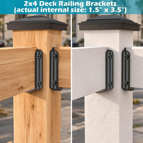 Deck Railing Bracket Connectors for 2x4 Wood Posts 20 Pack with Galvanized Screws and Drill Bit Fence Handrail Connectors