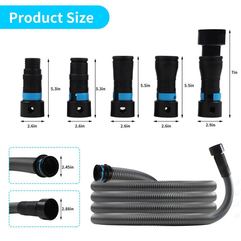 Upgraded One And A Quarter Inch By Seventeen Foot Dust Collection Hose For Home And Workshop Vacuums With 5 Fittings And Adapters