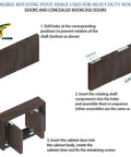Installation guide for Hidden Door Hinges Set With 360 Degree Pivot For Murphy Bookcase Secret Door Kit, detailed assembly steps.