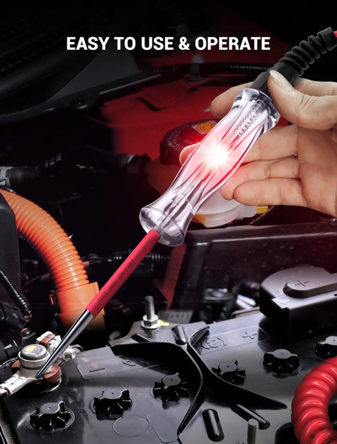 Go-To Car Circuit Tester For 6-24V Systems With 135 Inch PU Wire And Sharp Stainless Probe Dual Color LED Test Light in engine bay